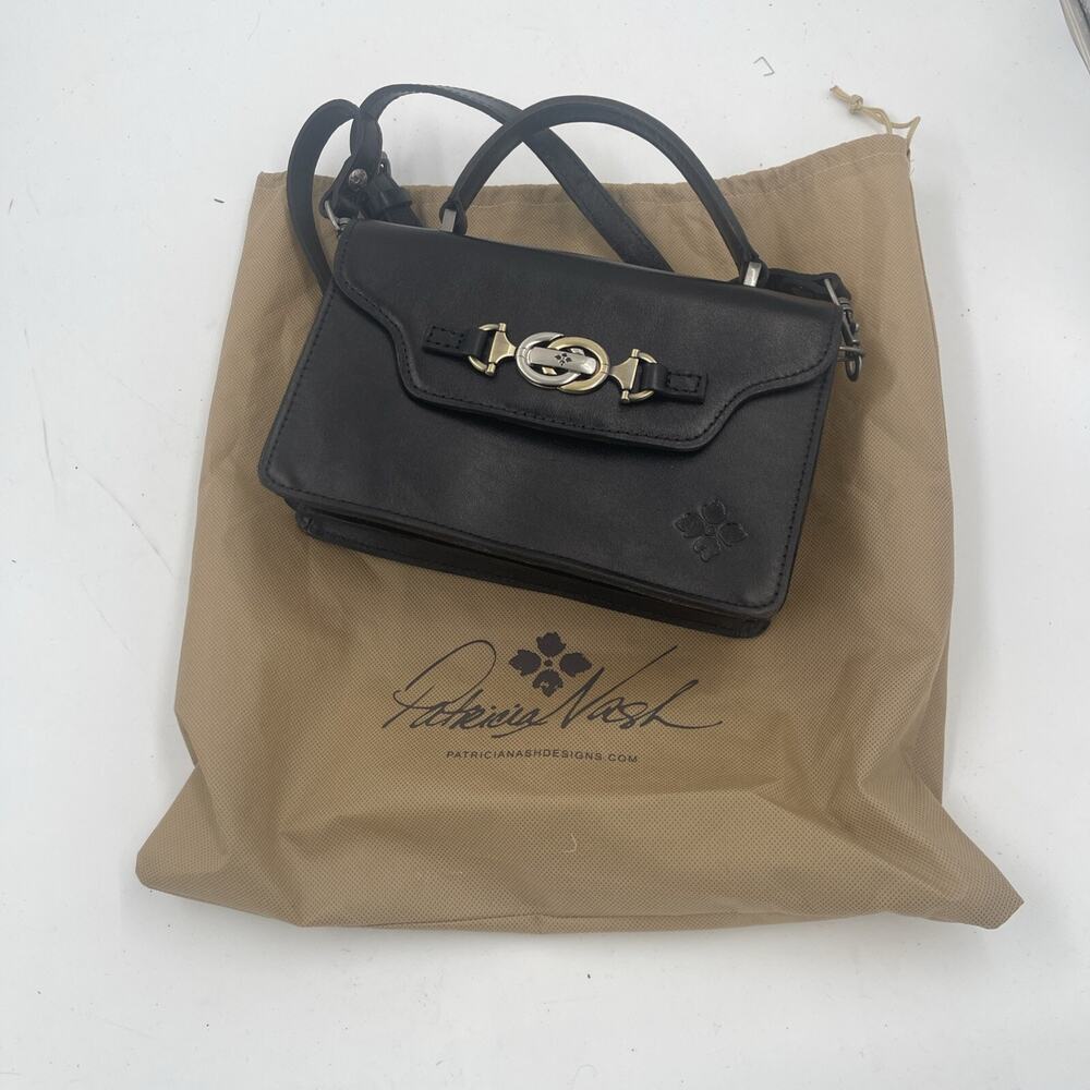 Patricia Nash Porcili Black Leather Crossbody Purse Top Handle - Picture 9 of 9